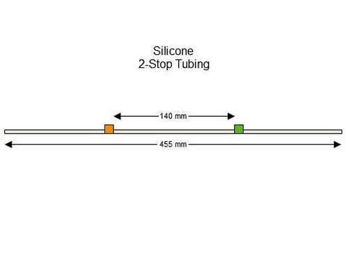116-0497-05/F | 0.38 mm (Orange/Green) Flared Silicone 2-Stop Tubing, 6/pk
