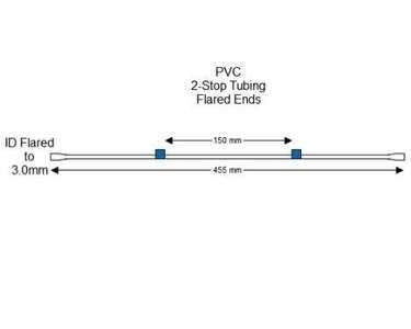 116-0549-13/F | 1.65 mm (Blue/Blue) Flared PVC 2-Stop Tubing, 12/pk