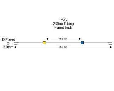 116-0549-19/F | 1.52 mm (Yellow/Blue) Flared PVC 2-Stop Tubing, 12/pk