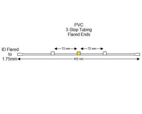 SC0054/F | 0.57mm (White/Yellow) Flared PVC 3-Stop Tubing, 12/pk